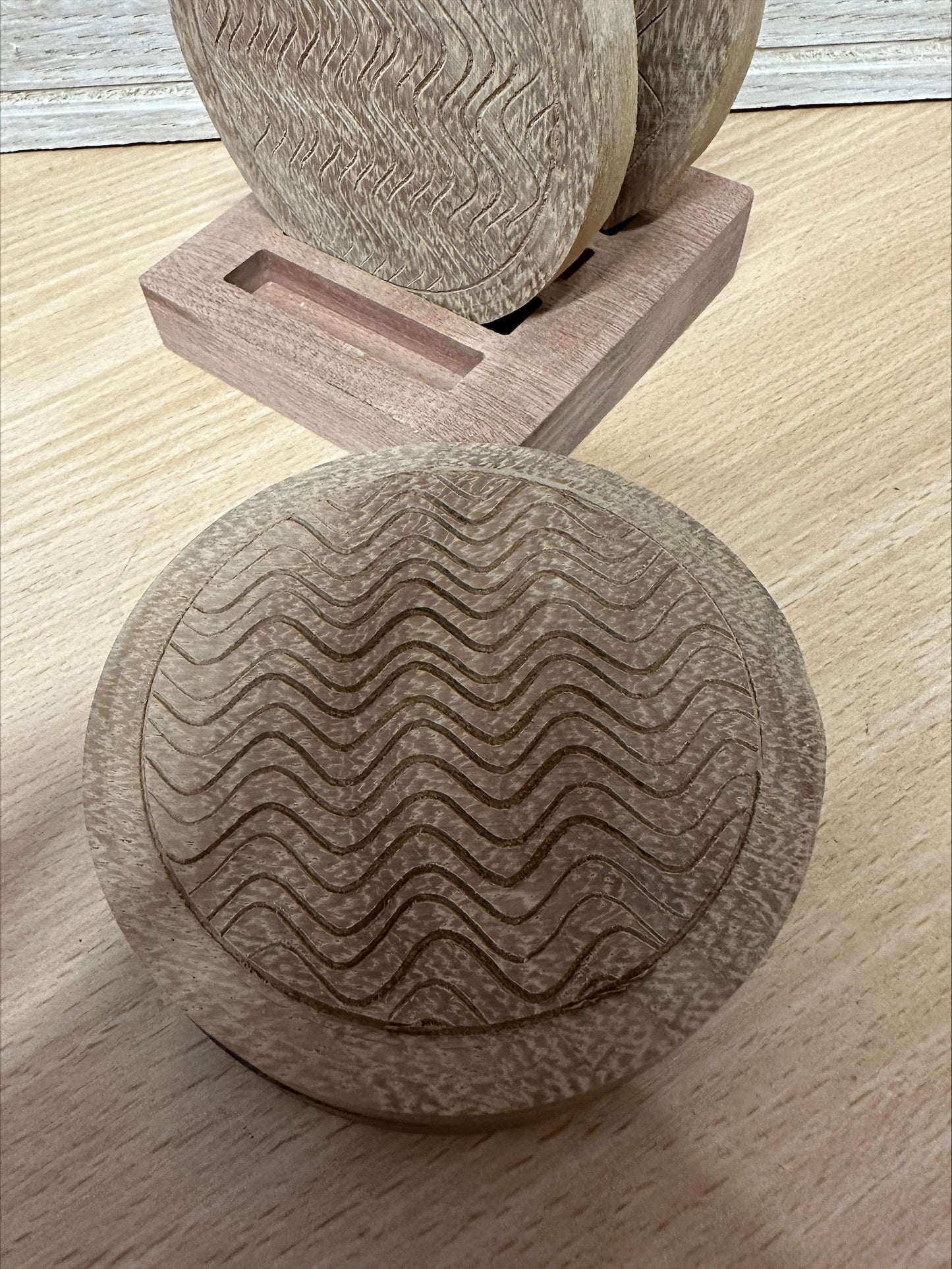 Set of 4 coasters with matching caddy