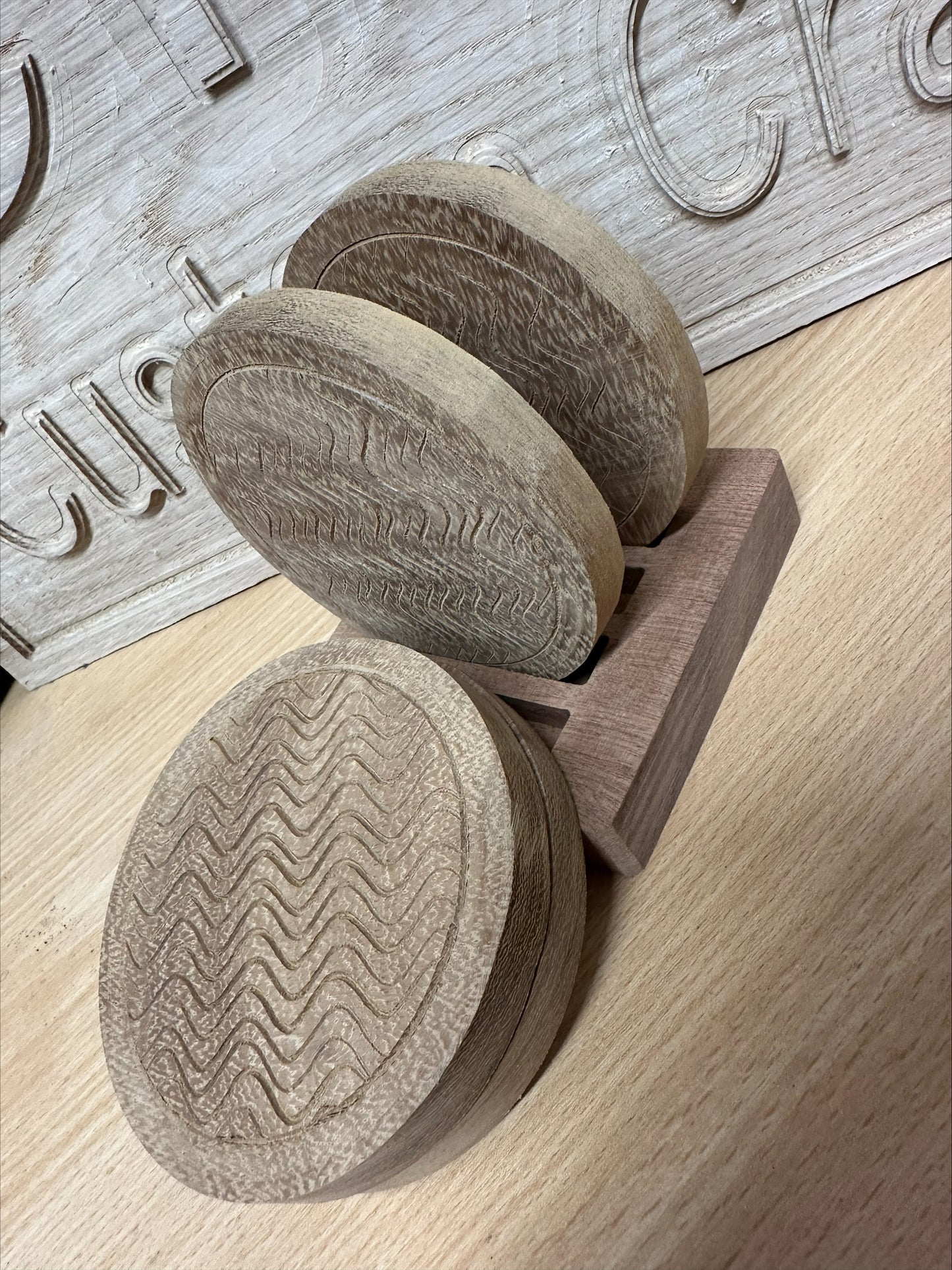 Set of 4 coasters with matching caddy